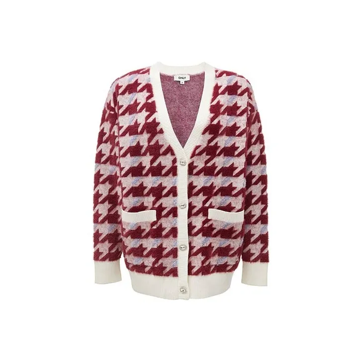 ONLY Knitwear Women's H71 Red Houndstooth PENNY CHECK RED
