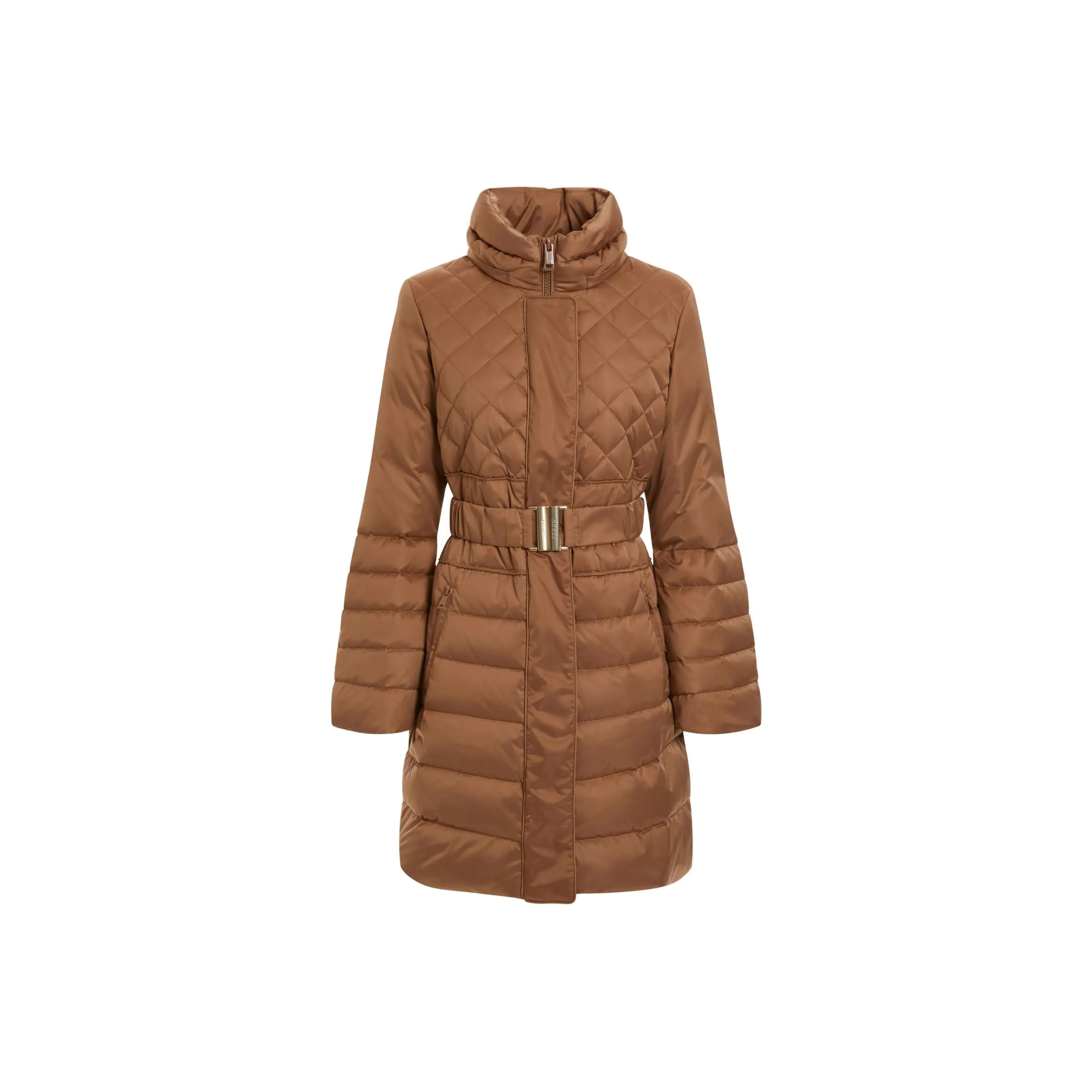 GUESS Real Down Long Puffer Jackets & Coats Women's Brown