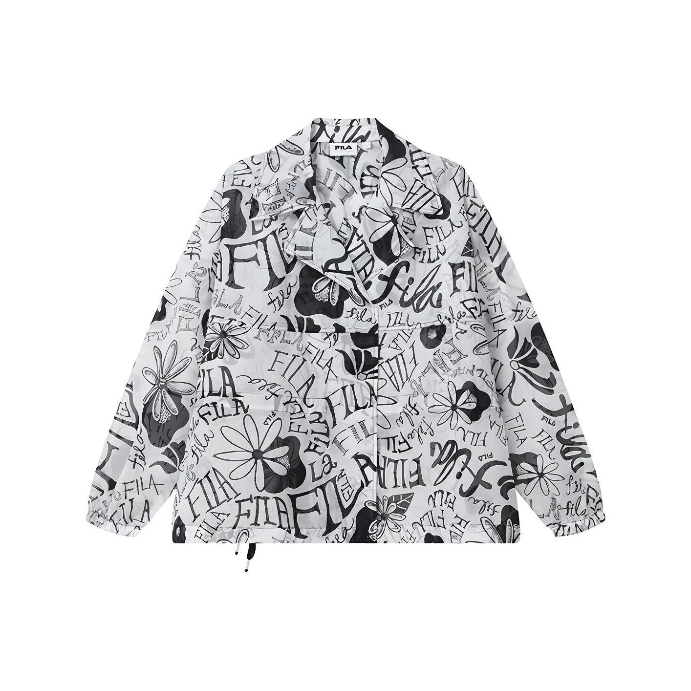 FILA Jackets Women's Black With White Floral Pattern