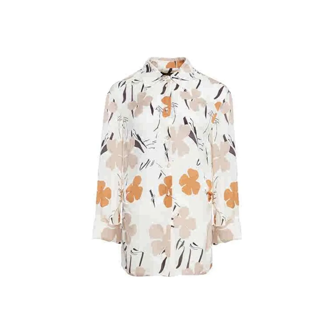 BESIONIA Рубашка Женская Fragrant Цветочный Дизайн Цветочный Белый