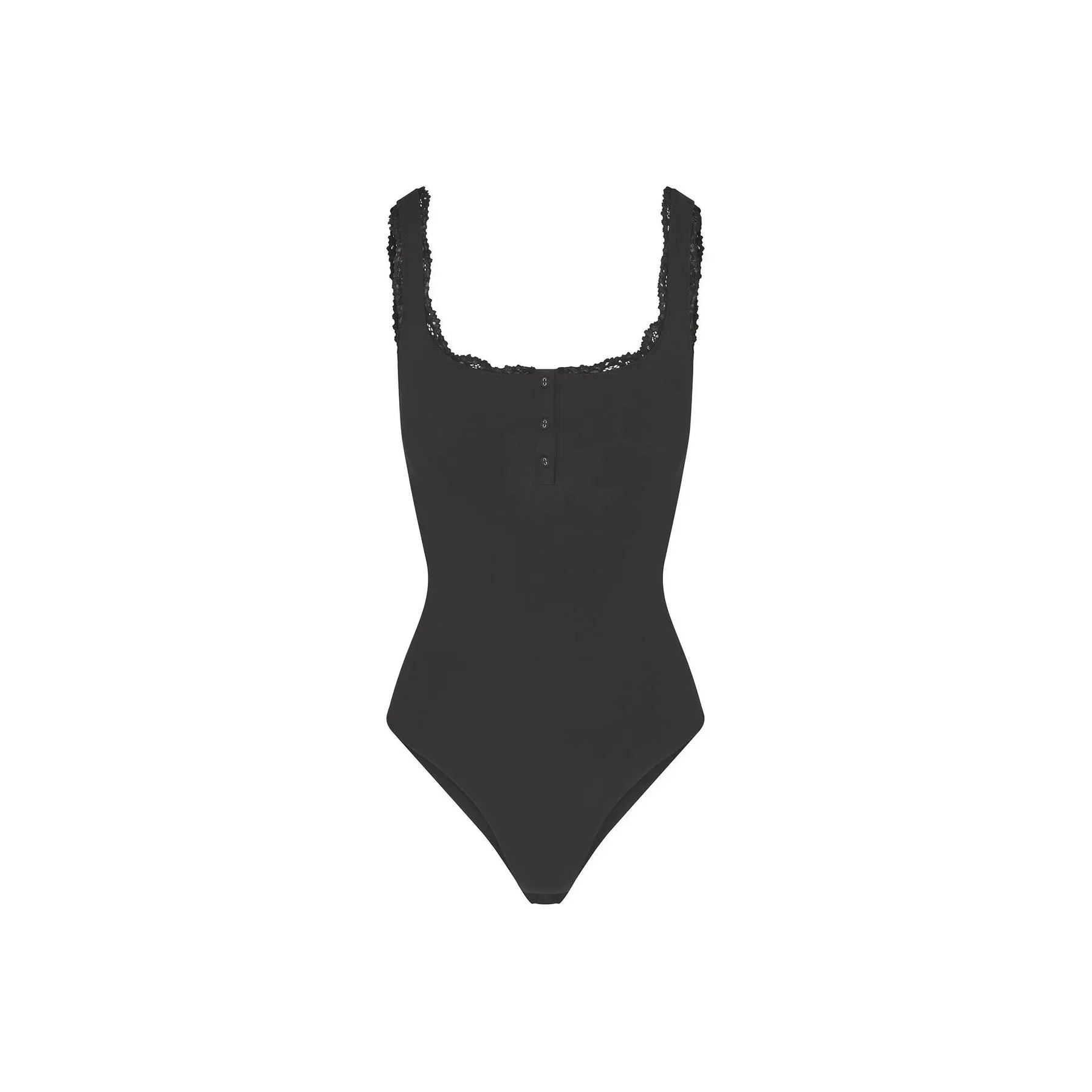 SKIMS FITS EVERYBODY LACE HENLEY BODYSUIT Jumpsuit Women's ONYX/Onyx