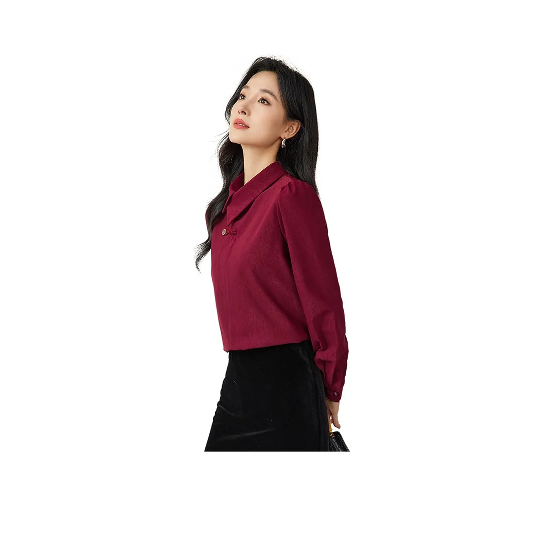 OUNIXUE Темно-красные Женские Рубашки