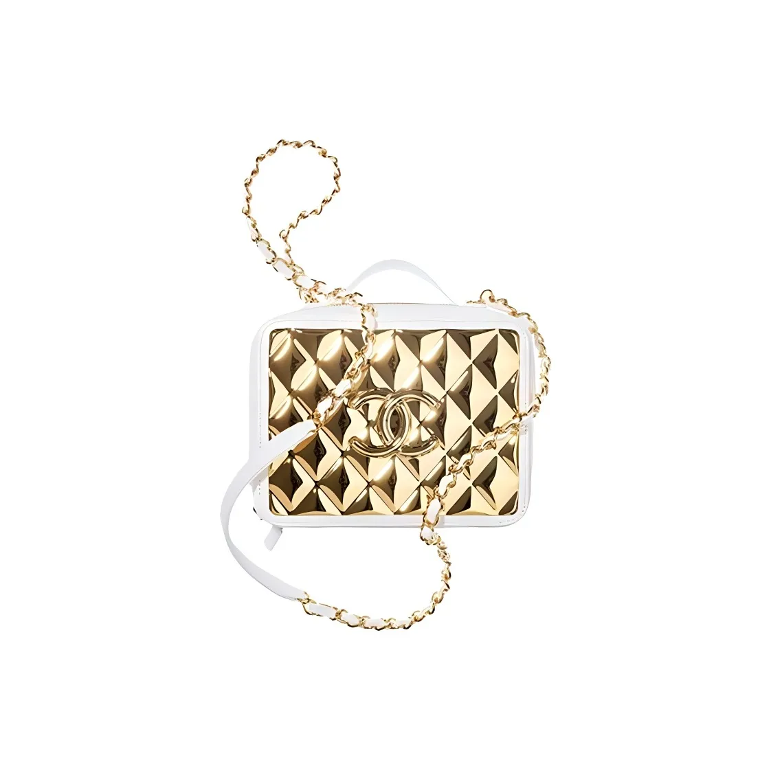 CHANEL Lambskin Box Bag, Makeup Bag, One Shoulder Handbag, Crossbody Bag Women's White