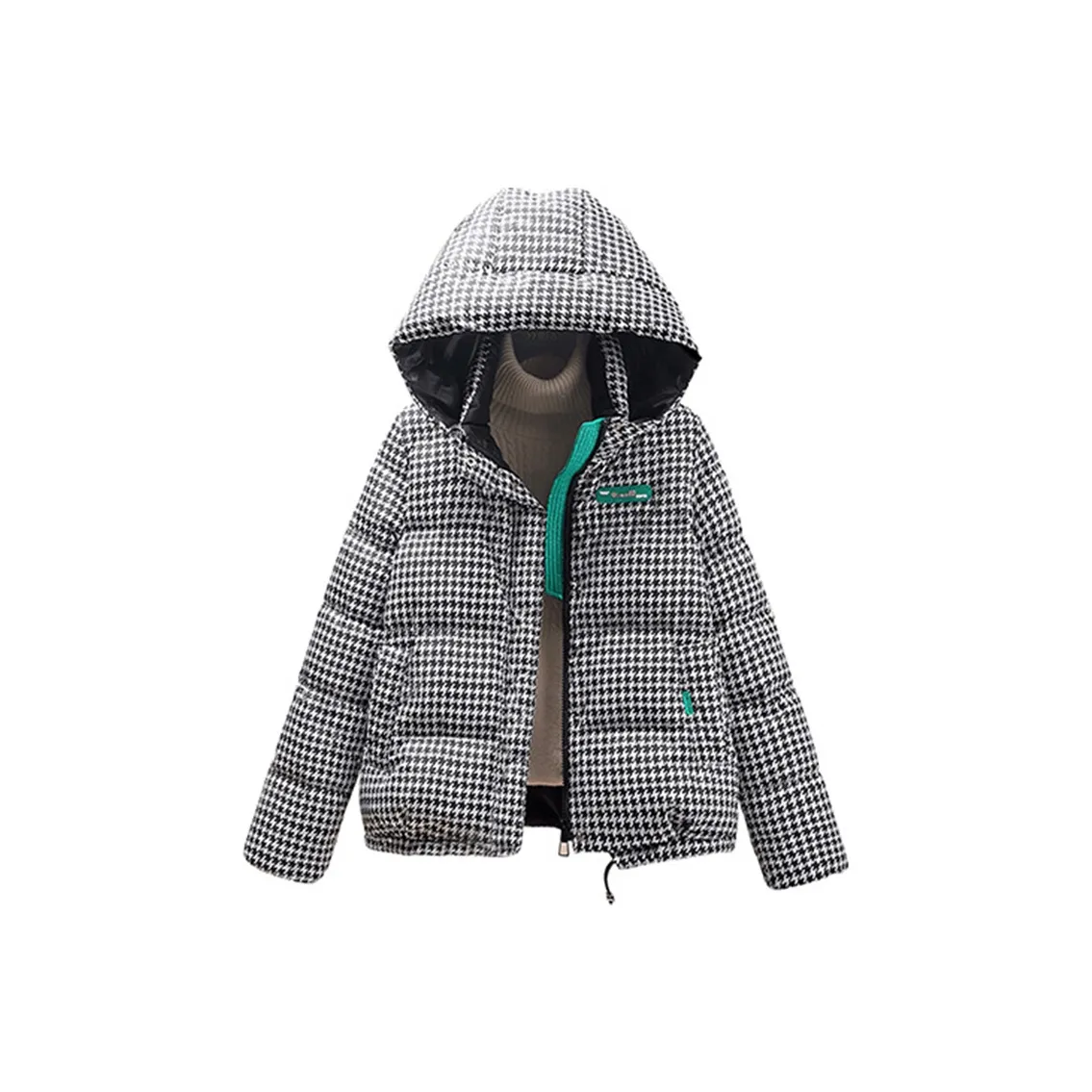 Cypress House Down Jacket Women's Black White Houndstooth