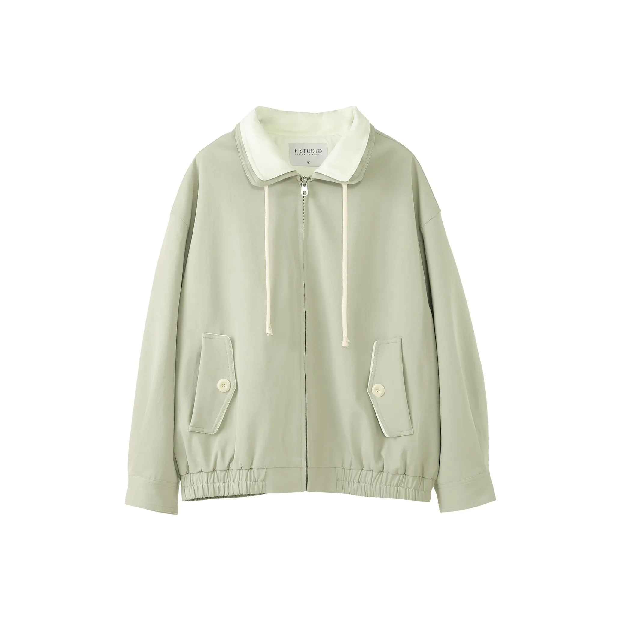 Fstudio Korean Style Color Block Early Spring Petite Commute Jackets & Coats Women's Green