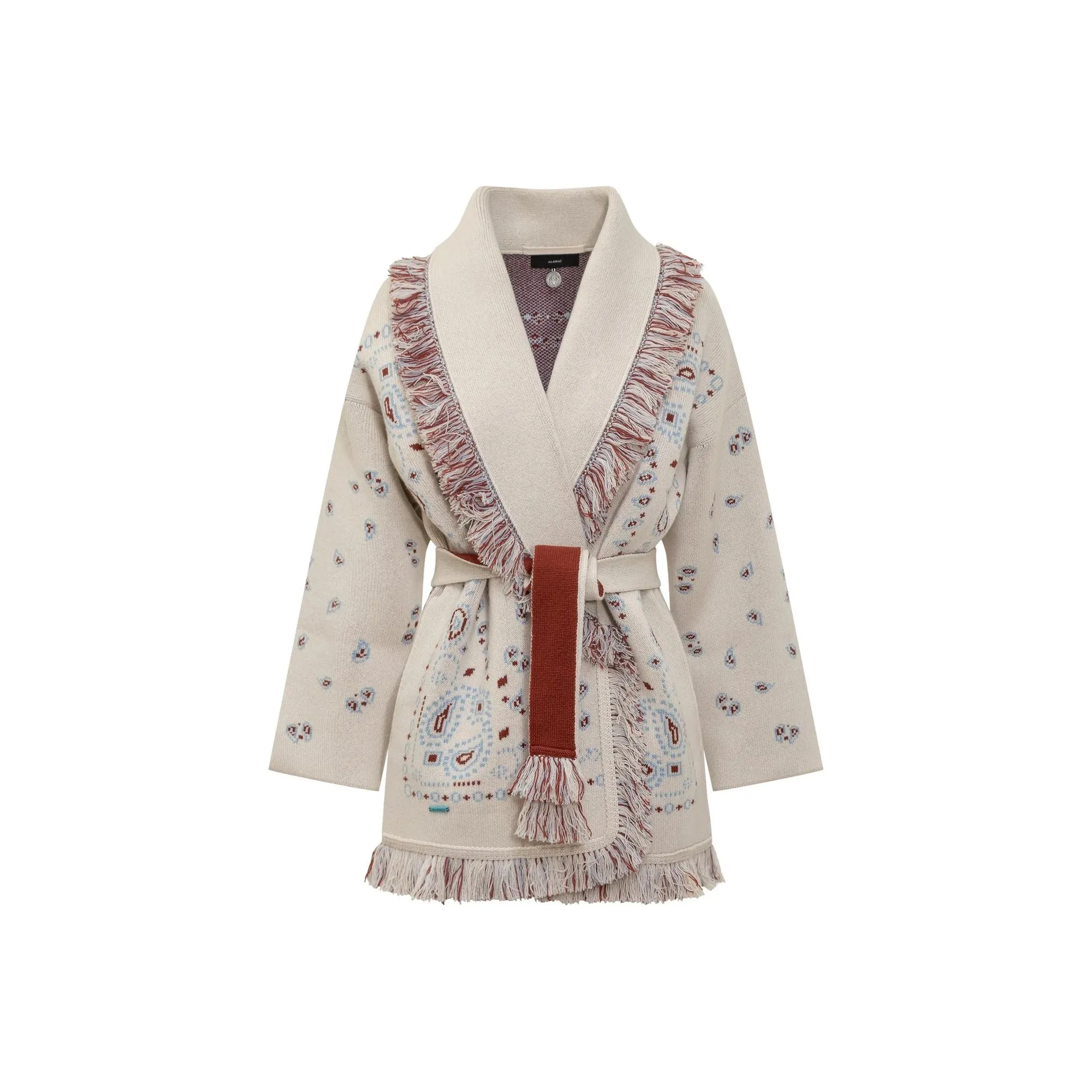 Alanui Bandana Jacquard Belted Cardigan