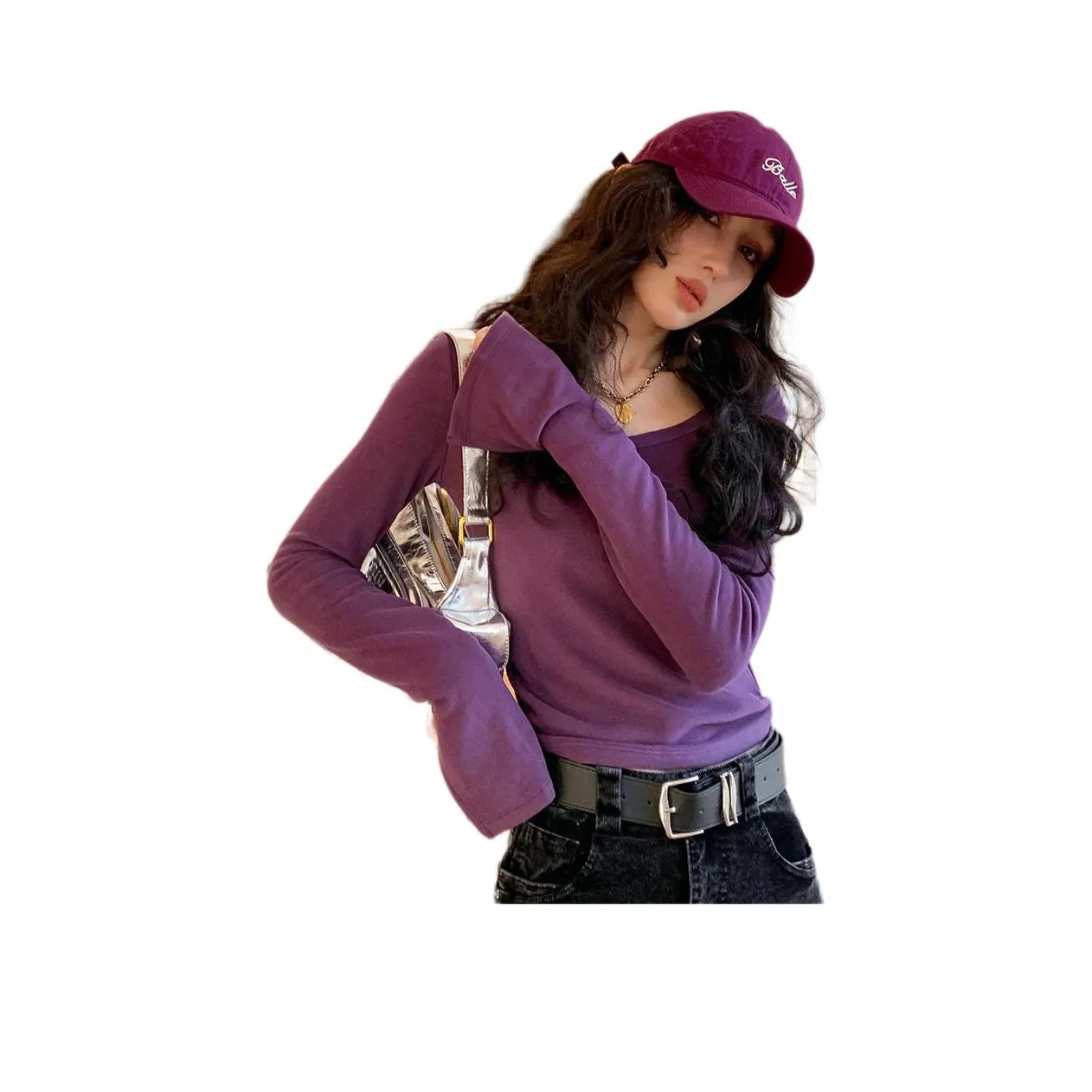 NANING9 Фиолетовые Женские T-рубашки