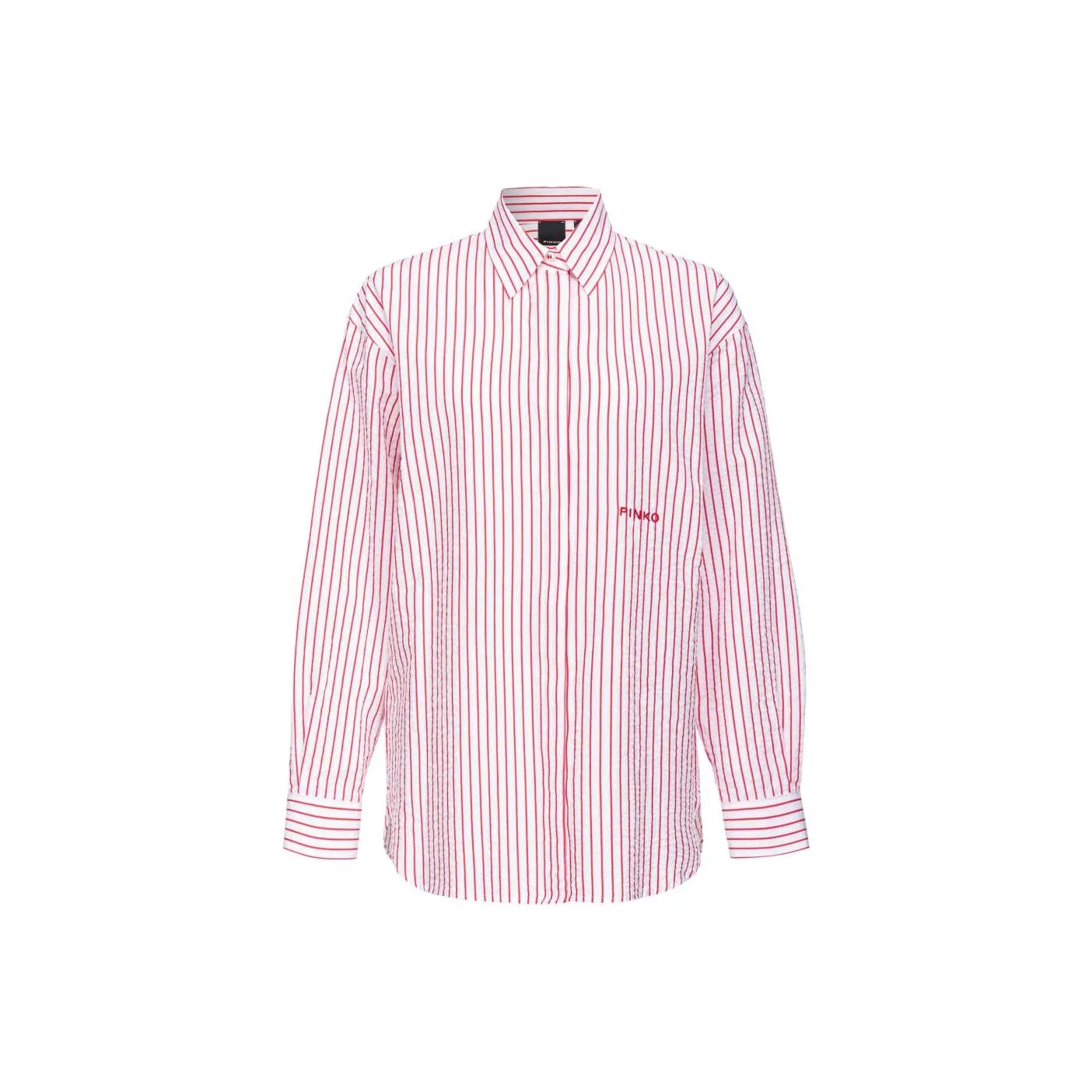 PINKO SS24 Striped Seersucker Shirt Women's Red