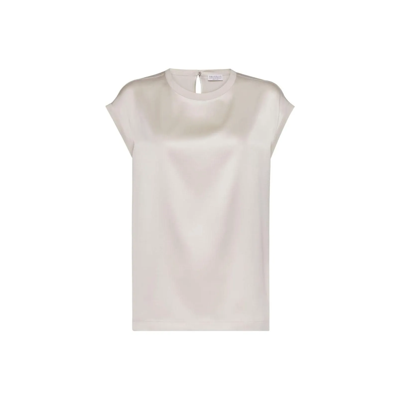 Brunello Cucinelli Cap Sleeved Crewneck Satin Blouse