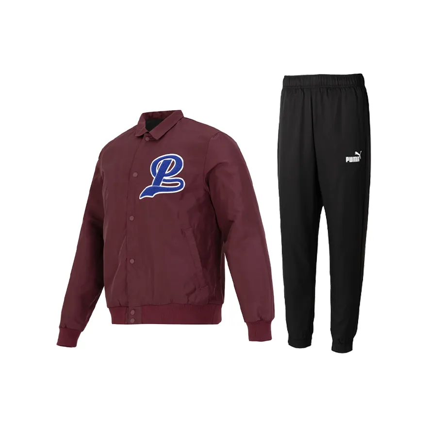 PUMA Casual Sportswear Men's Burgundy Jacket+Black Pants