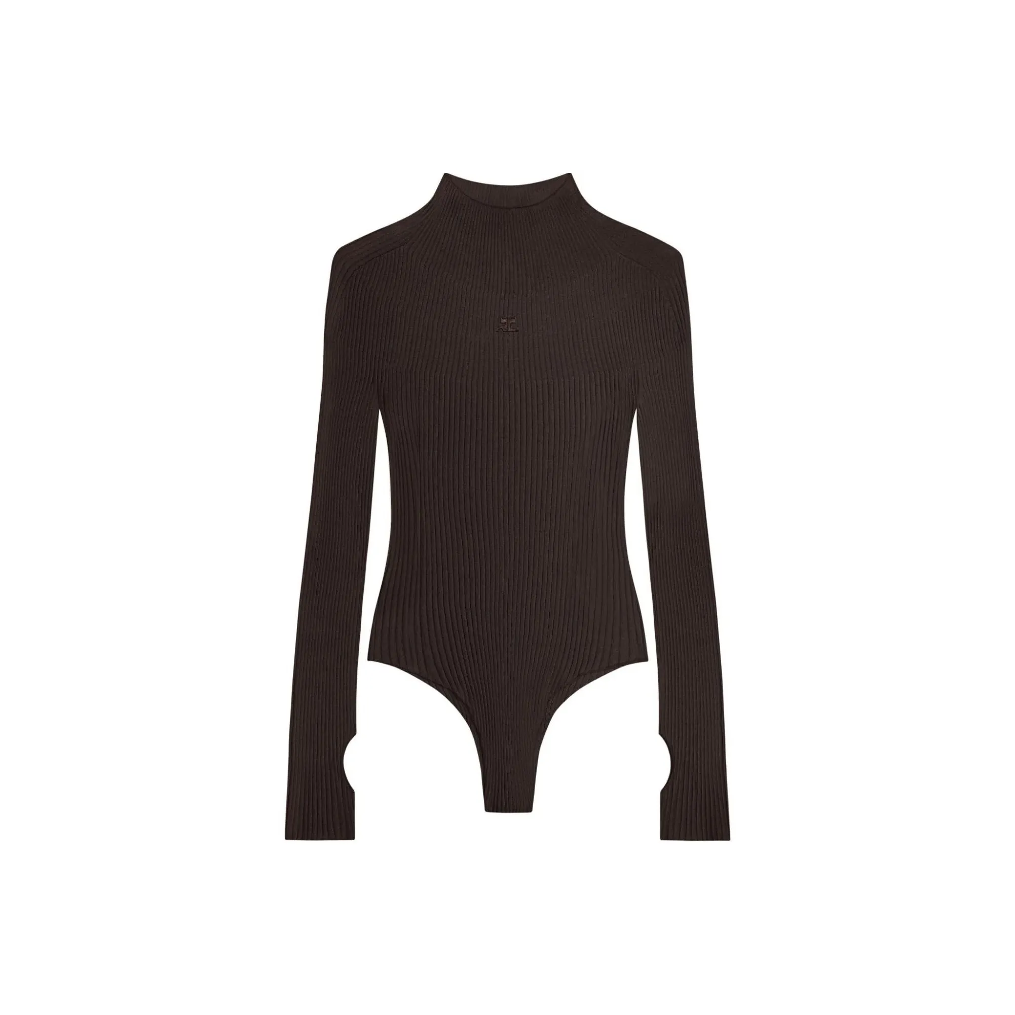Courrèges Logo embroidered Ribbed Bodysuit