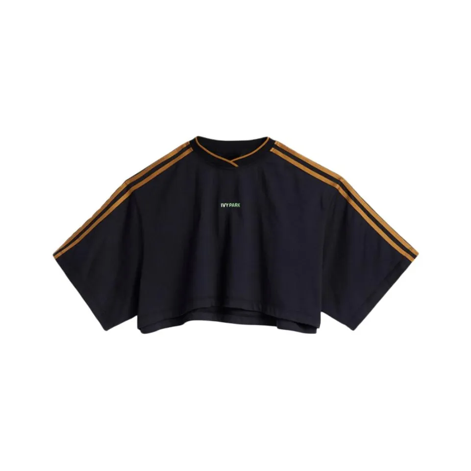 Adidas Ivy Park 3 Stripes Crop Tee Black