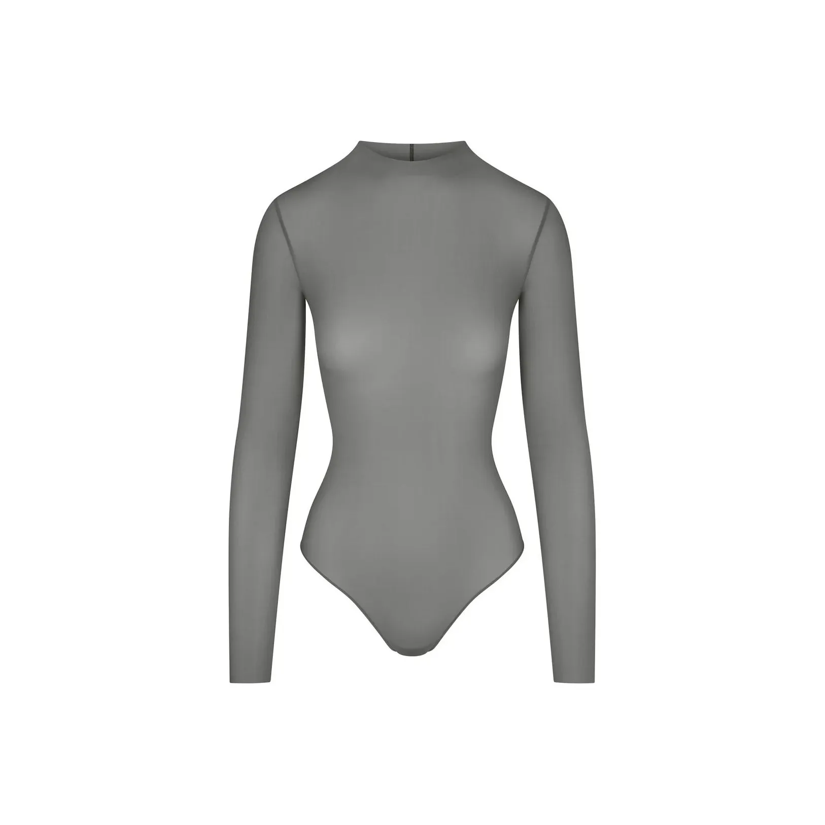 SKIMS Milky Прозрачный Средний воротник Длинный рукав Комбинезон Bodysuit Женский Металлический Бронза