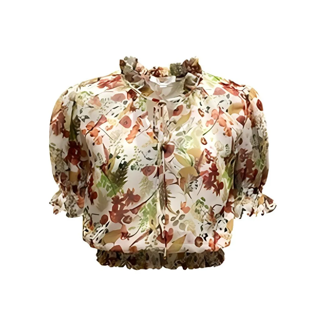 Caroline SS24 Шифон Рубашка Женская Красные Цветы Цвет