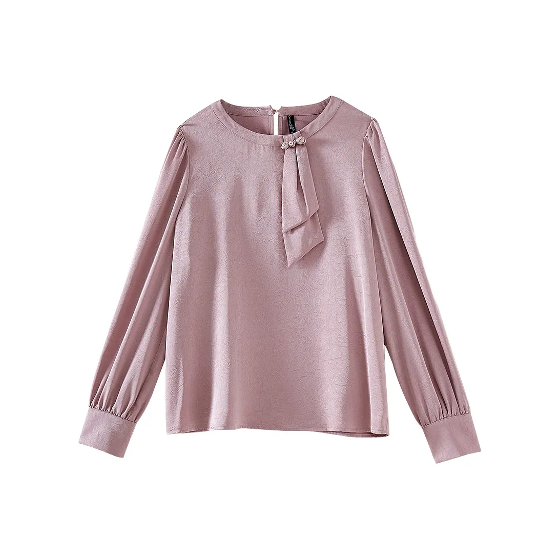 OUNIXUE Шифон Рубашка Женская Розовая