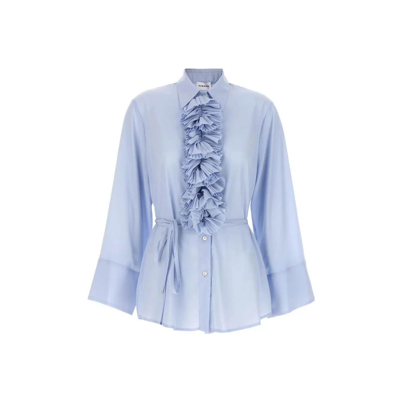 PAROSH Ruffled Belted Waist Blouse