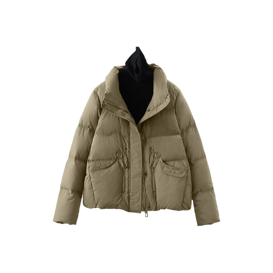 Cypress House Пуховик Женский Хаки Зеленый