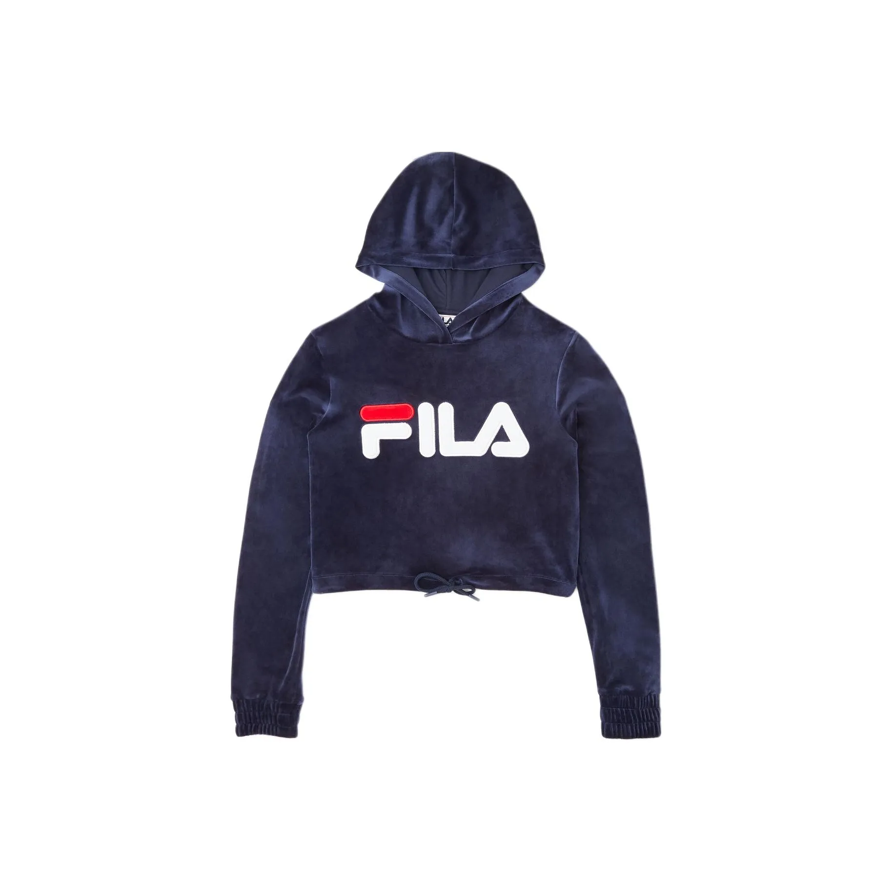 FILA Aitana Crop Velour Hoodie Sweatshirt Women's Marine Blue