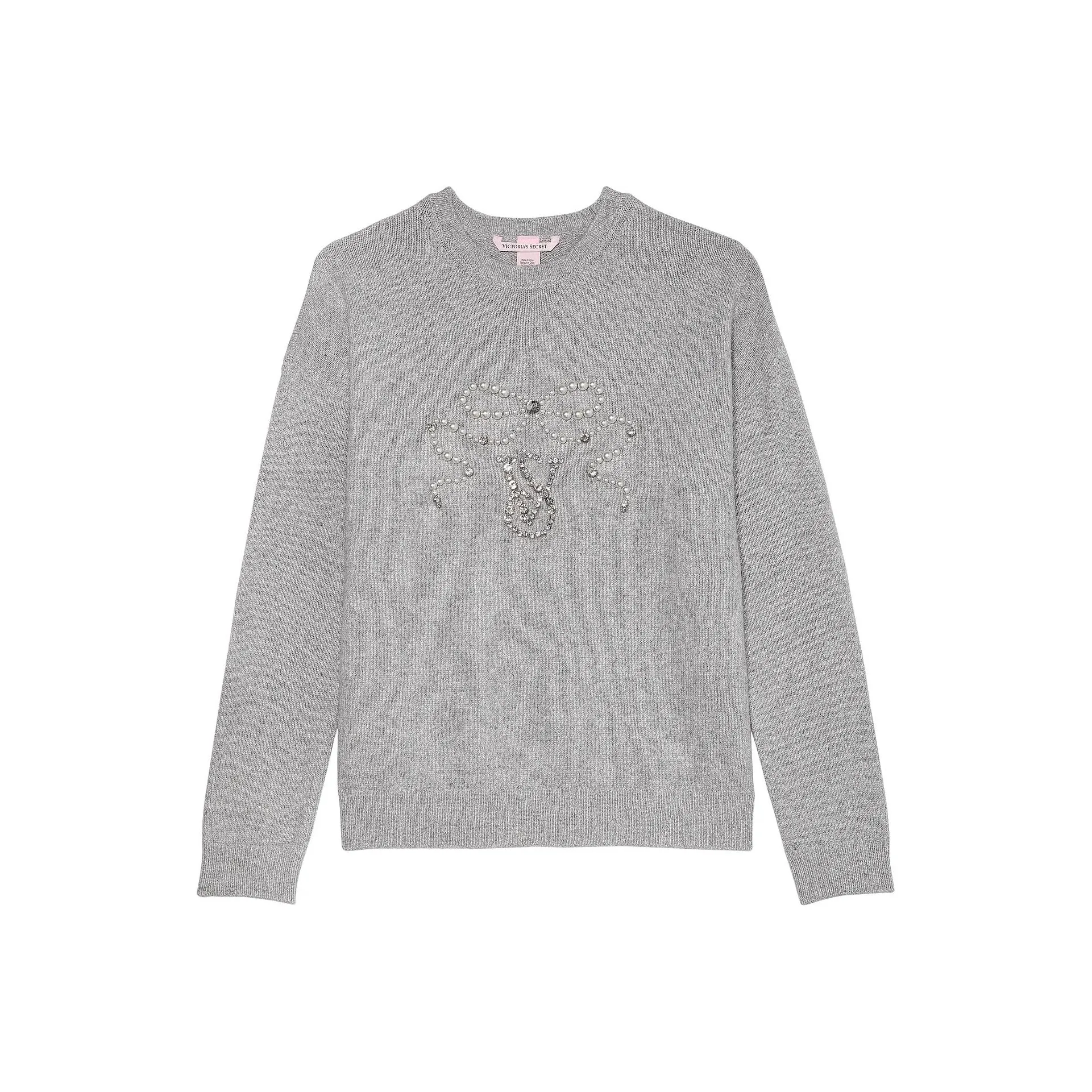 Victoria's Secret Embellished Crewneck Свитер MHG Трикотаж Женский Средний Серый