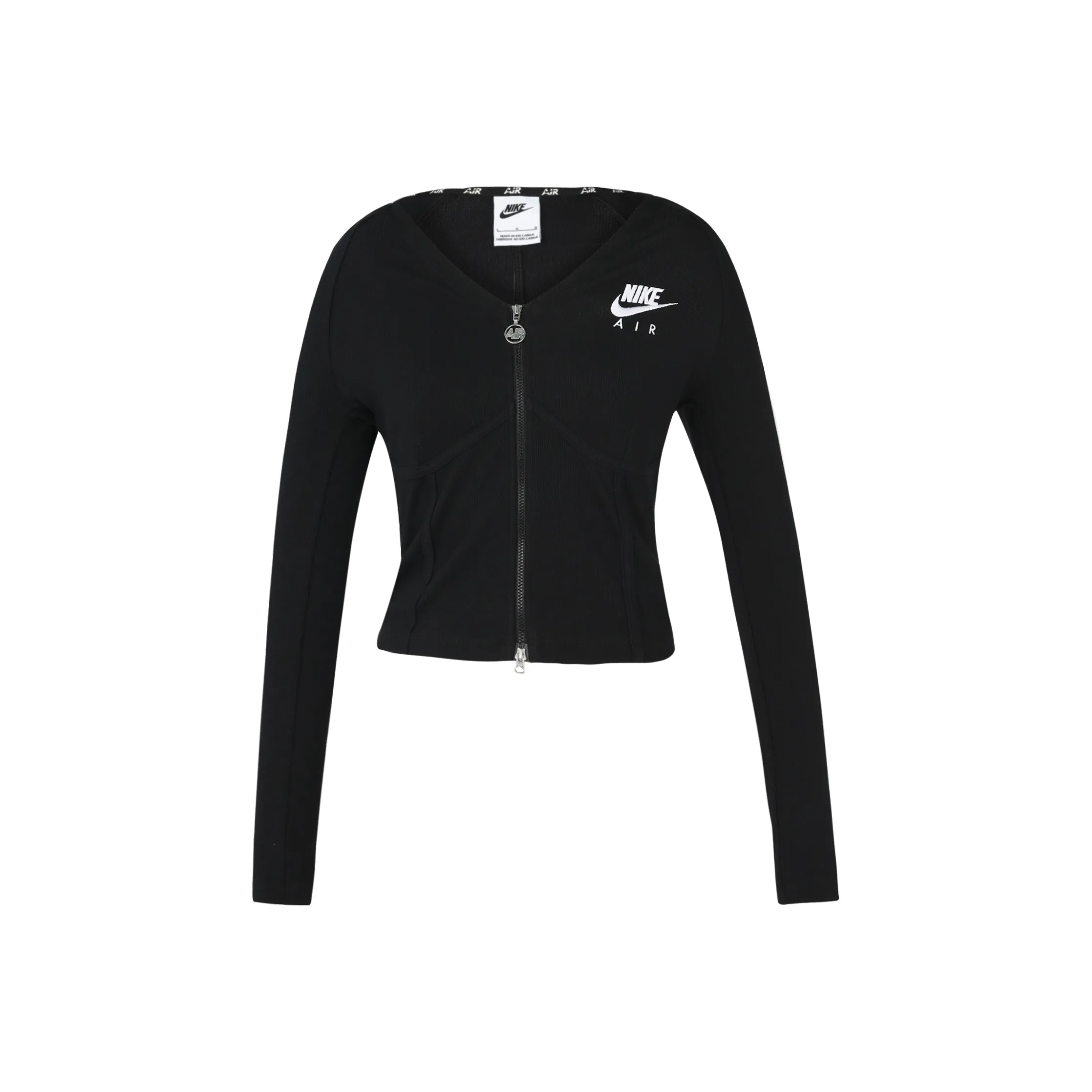 Nike Sportswear Women's Logo Embroidered Double Zip Herringbone Jacket Black