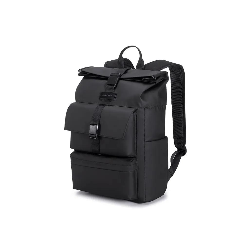 KINGSONS Полиэстер Рюкзак Большой Мужской Черный Серый