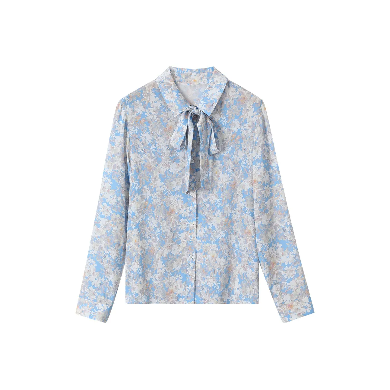 H YXIANG Рубашка Женская Синие с Цветочным Принтом