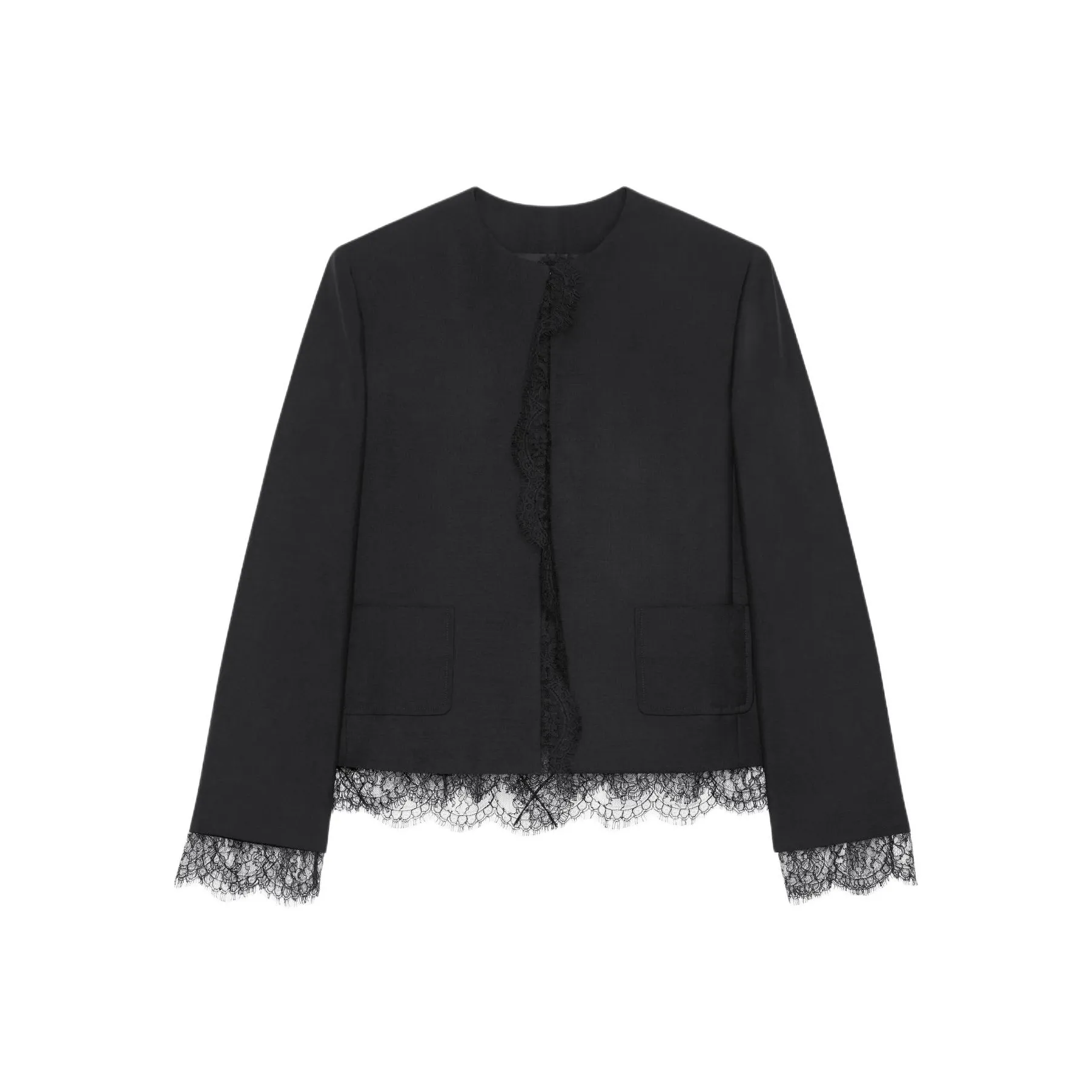 GIVENCHY Jacket In Wool And Mohair With Lace Jackets & Coats Women's Black