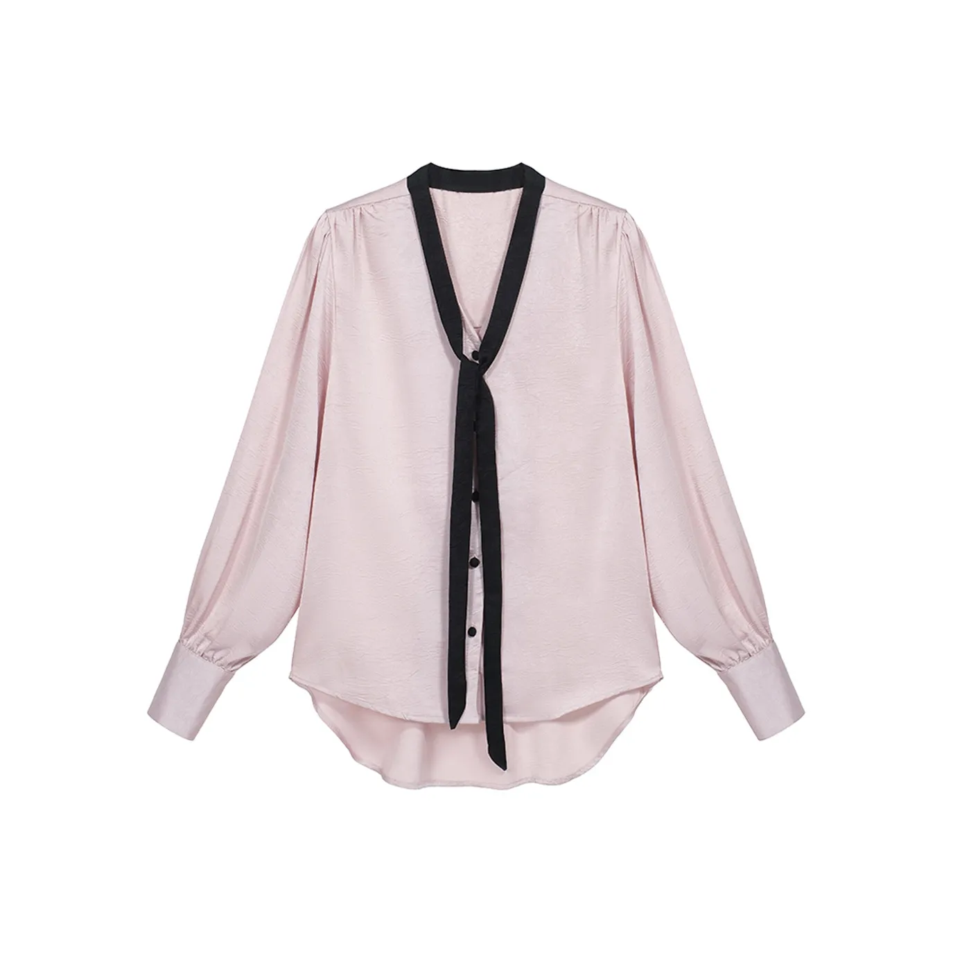 PAIN OR PLEASURE Ethereal Ribbon V Neck Shirt Women's Pink
