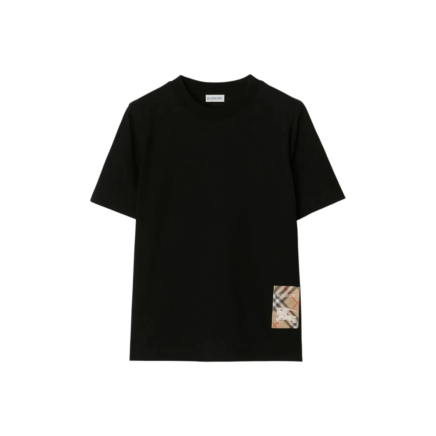 Burberry Checked Patch Crewneck T Shirt
