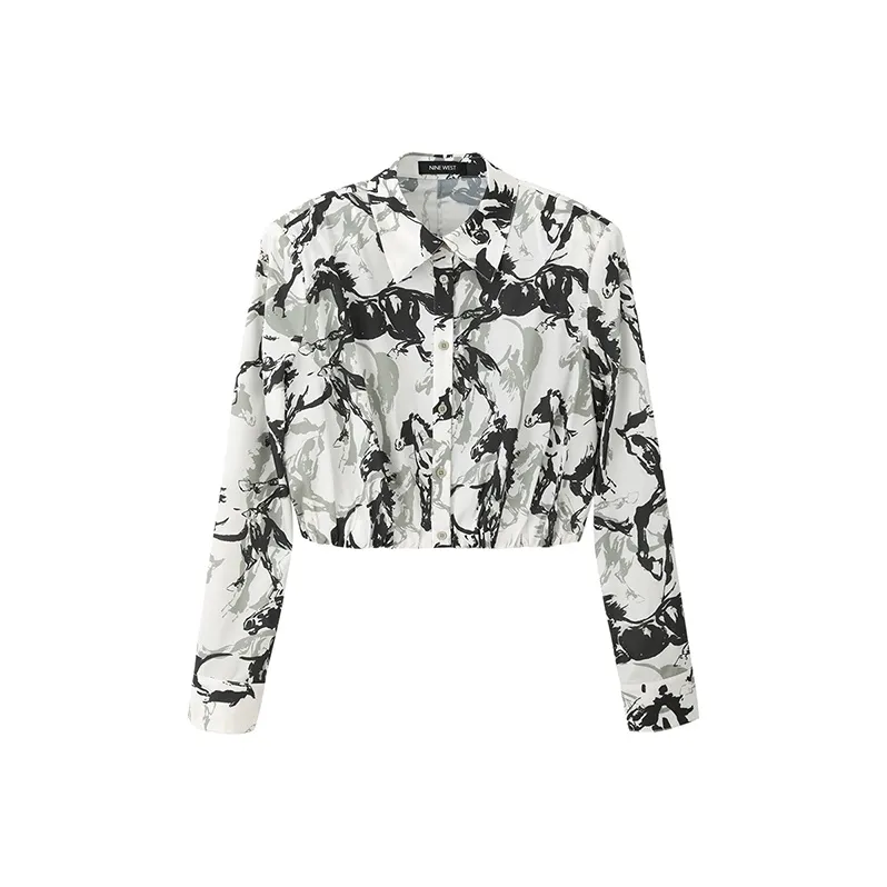 NINE WEST Рубашка Женская Зеленая Цветочная