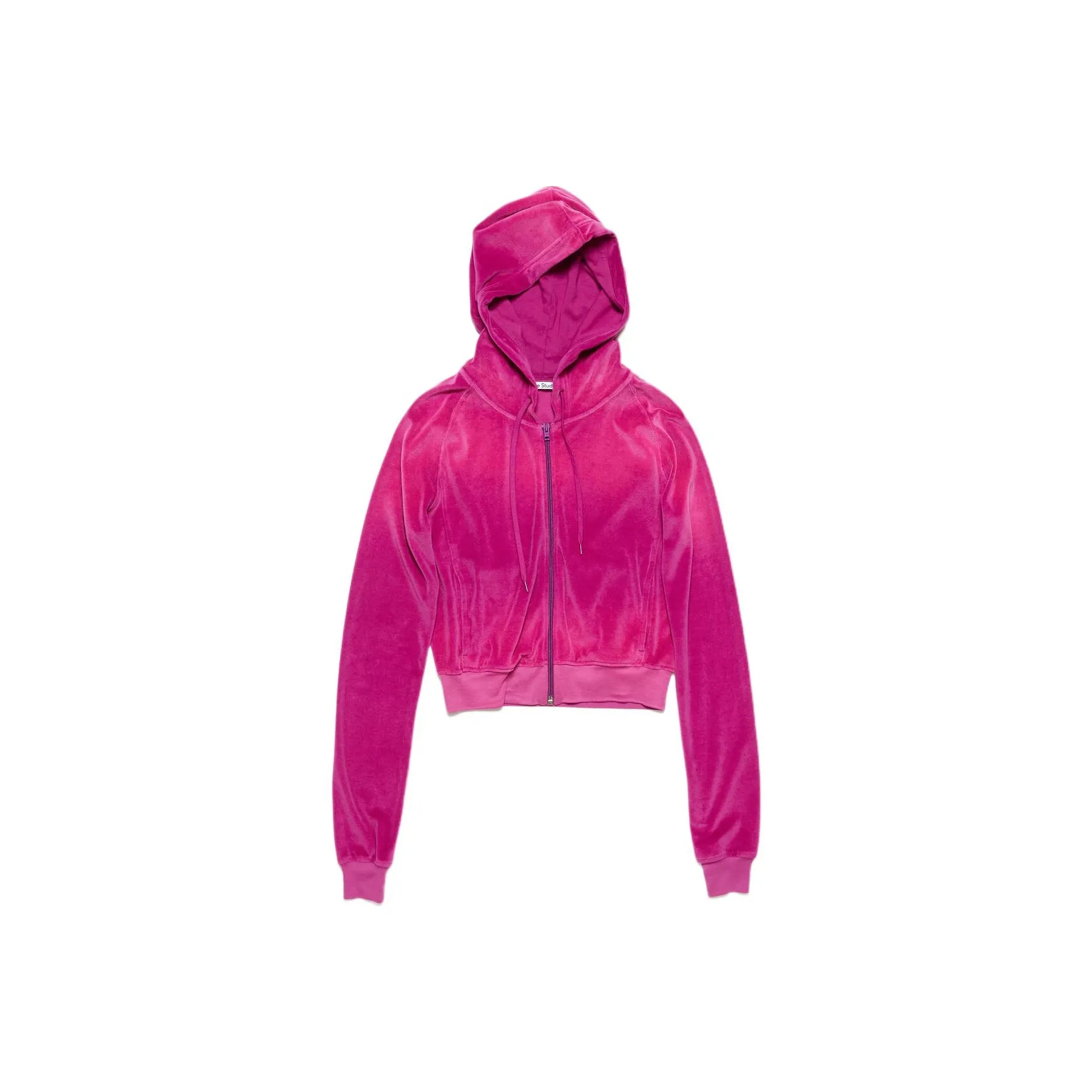 Acne Studios Hooded Zip Sweater Velvet Jackets & Coats Women's Pink Purple