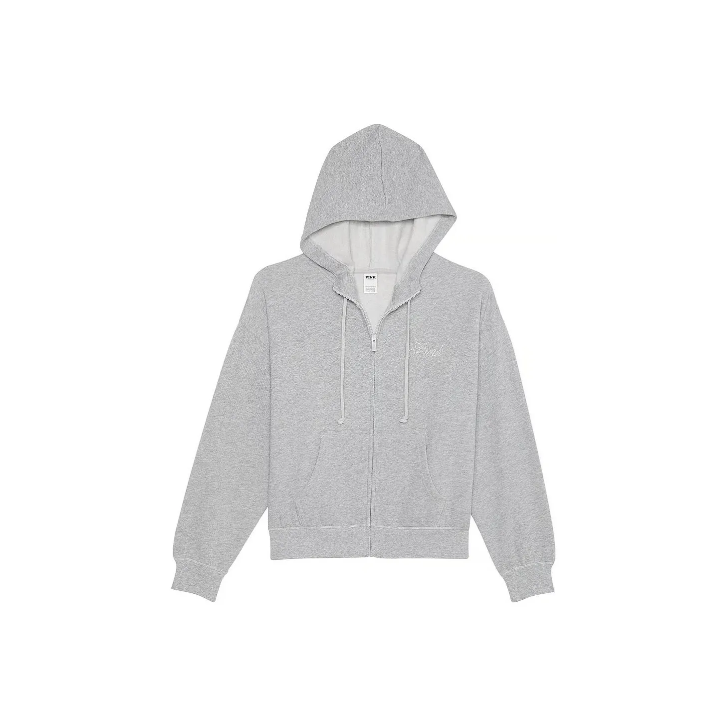 Victoria's Secret PINK Ivy Fleece Campus BlingFull ZipHoodie/MHGB Sweatshirt Women's Medium Size Blend Gray