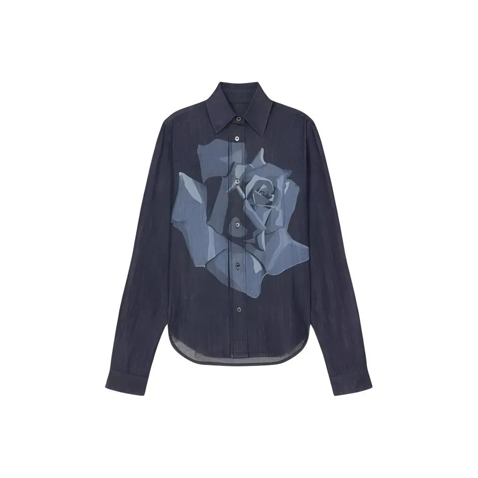 KENZO SS24 Рубашка Женская Выстиранный Синий