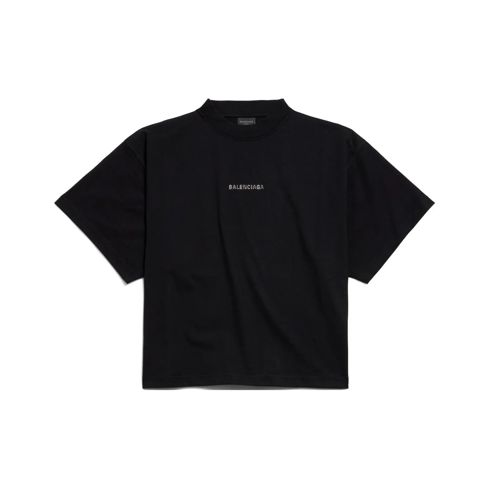 Balenciaga Logo Embellished Mockneck T Shirt