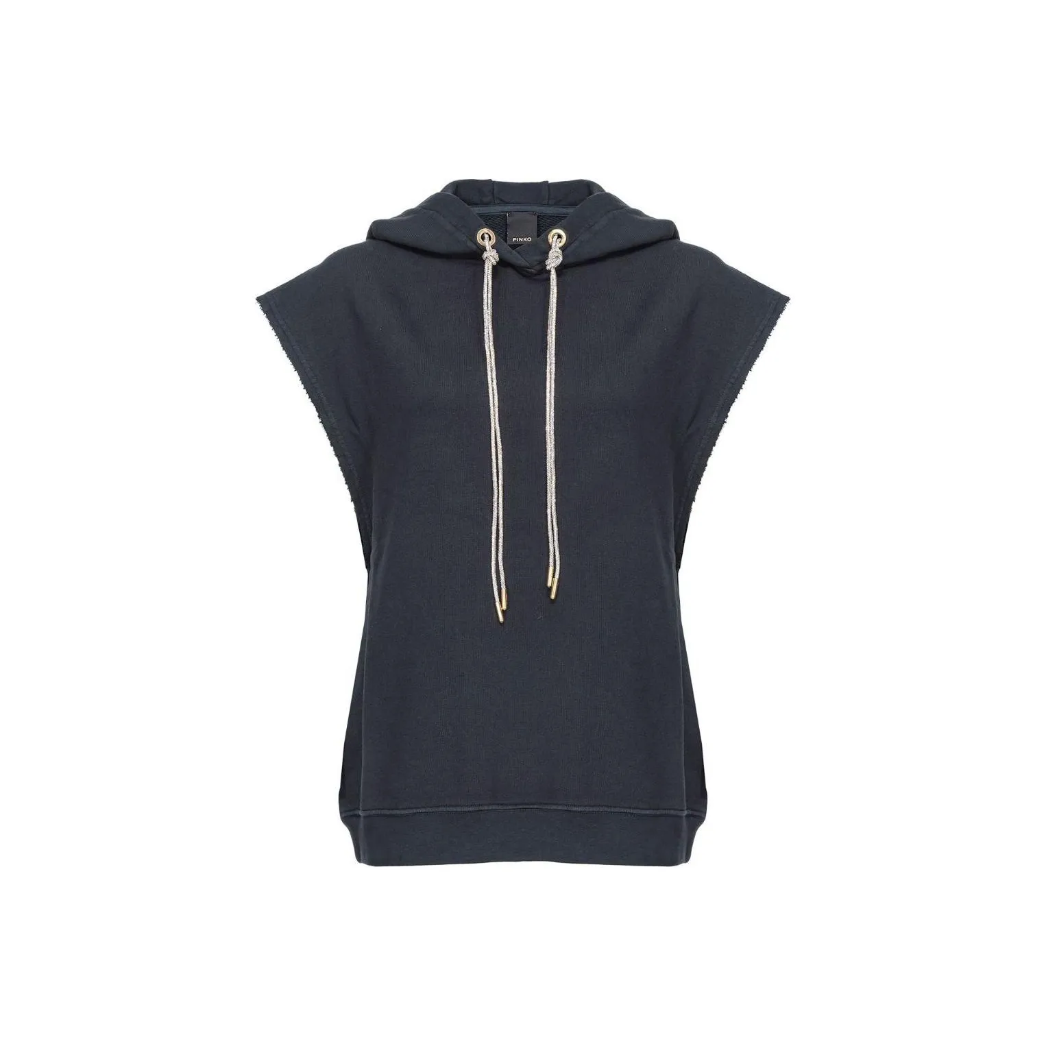 PINKO Crystal embellished Sleeveless Cotton Hoodie