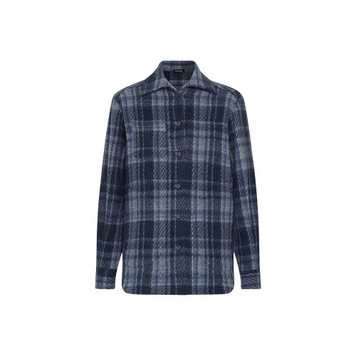 KITON Женские рубашки синего цвета