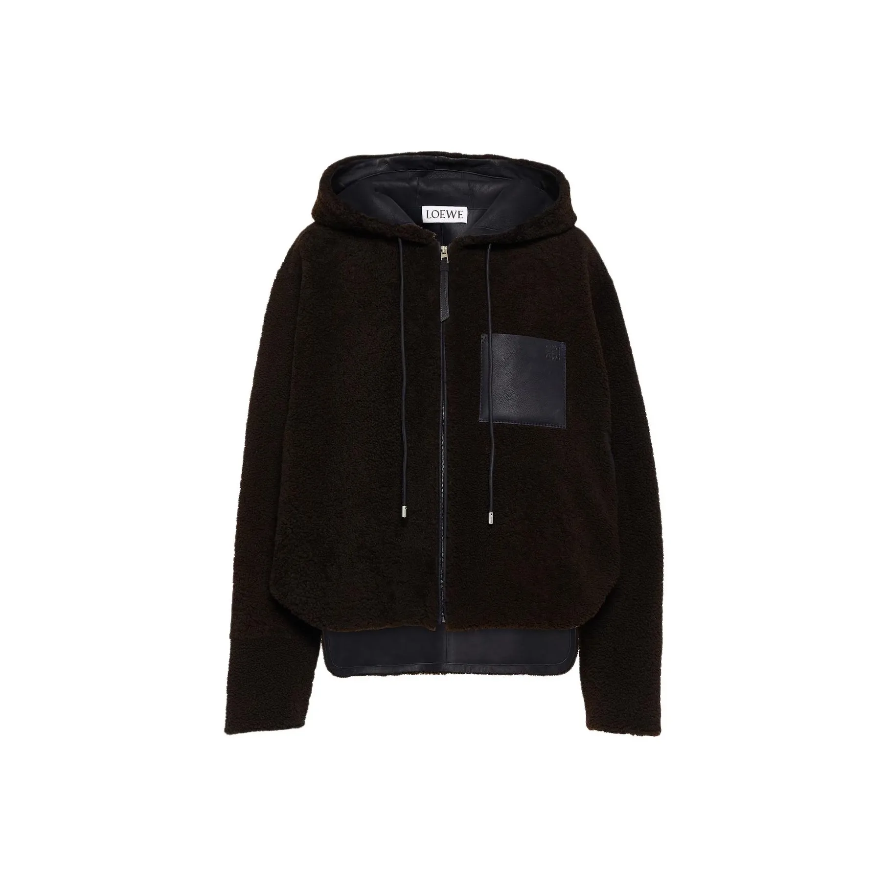LOEWE Anagram-embossed Hooded Shearling Jacket