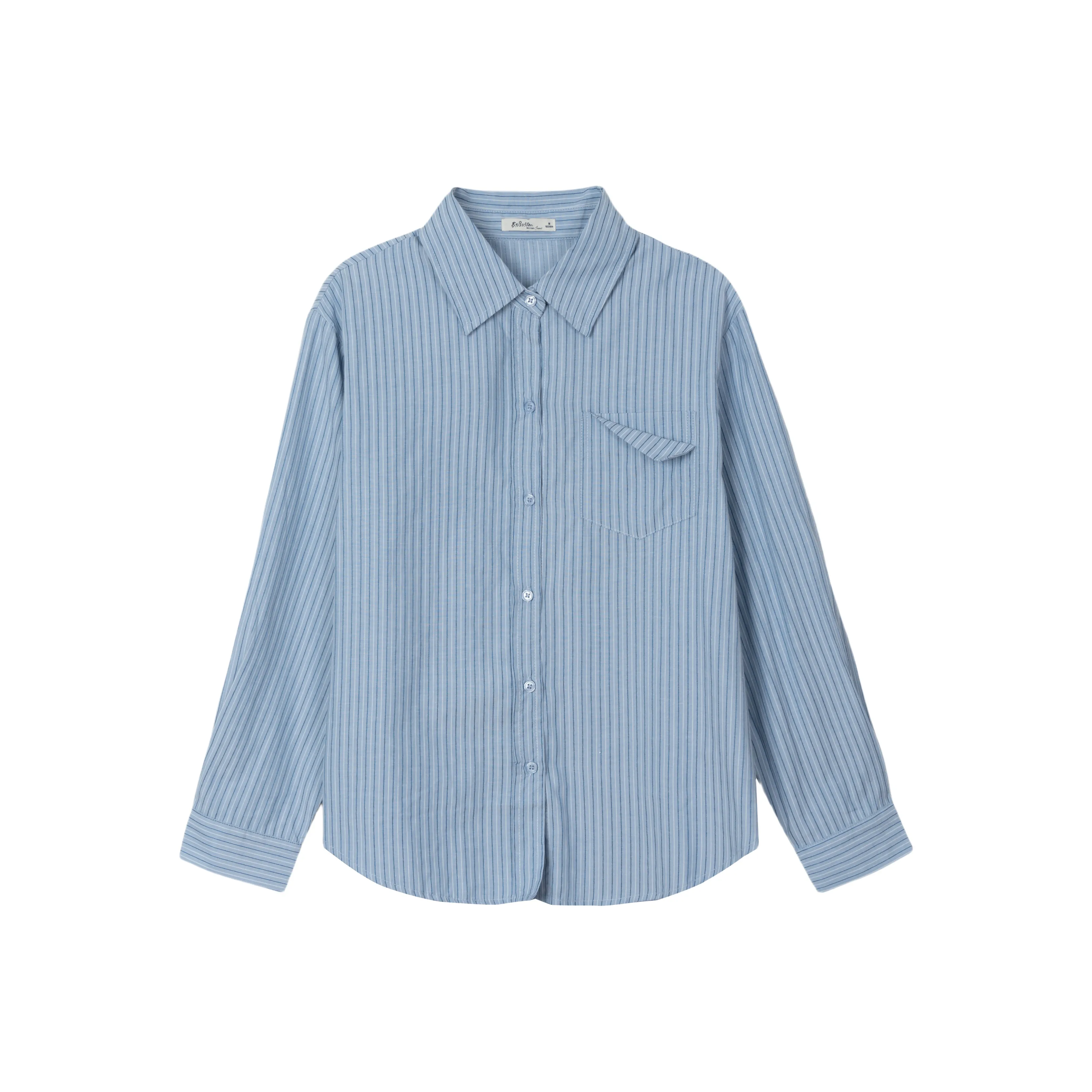 FAWENXIANGZI Shirt Women's Light Blue Stripes