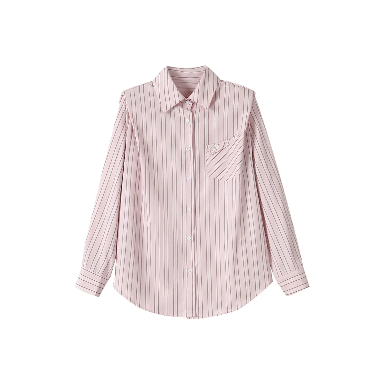 PAIN OR PLEASURE Premium Quality Regular Shoulder Striped Elegance Shirt Women's Pink