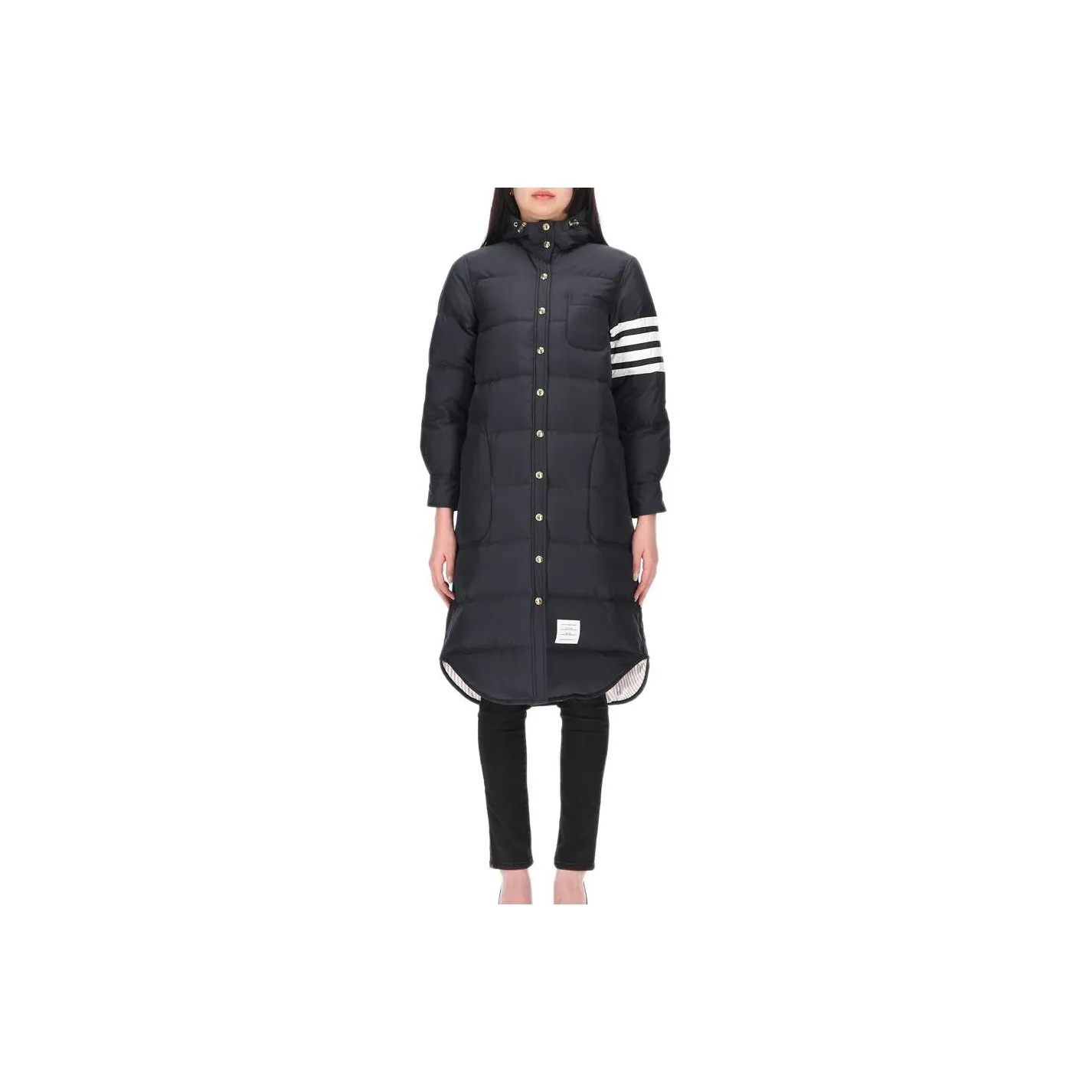THOM BROWNE 4 Bar Striped Padded Long Coat