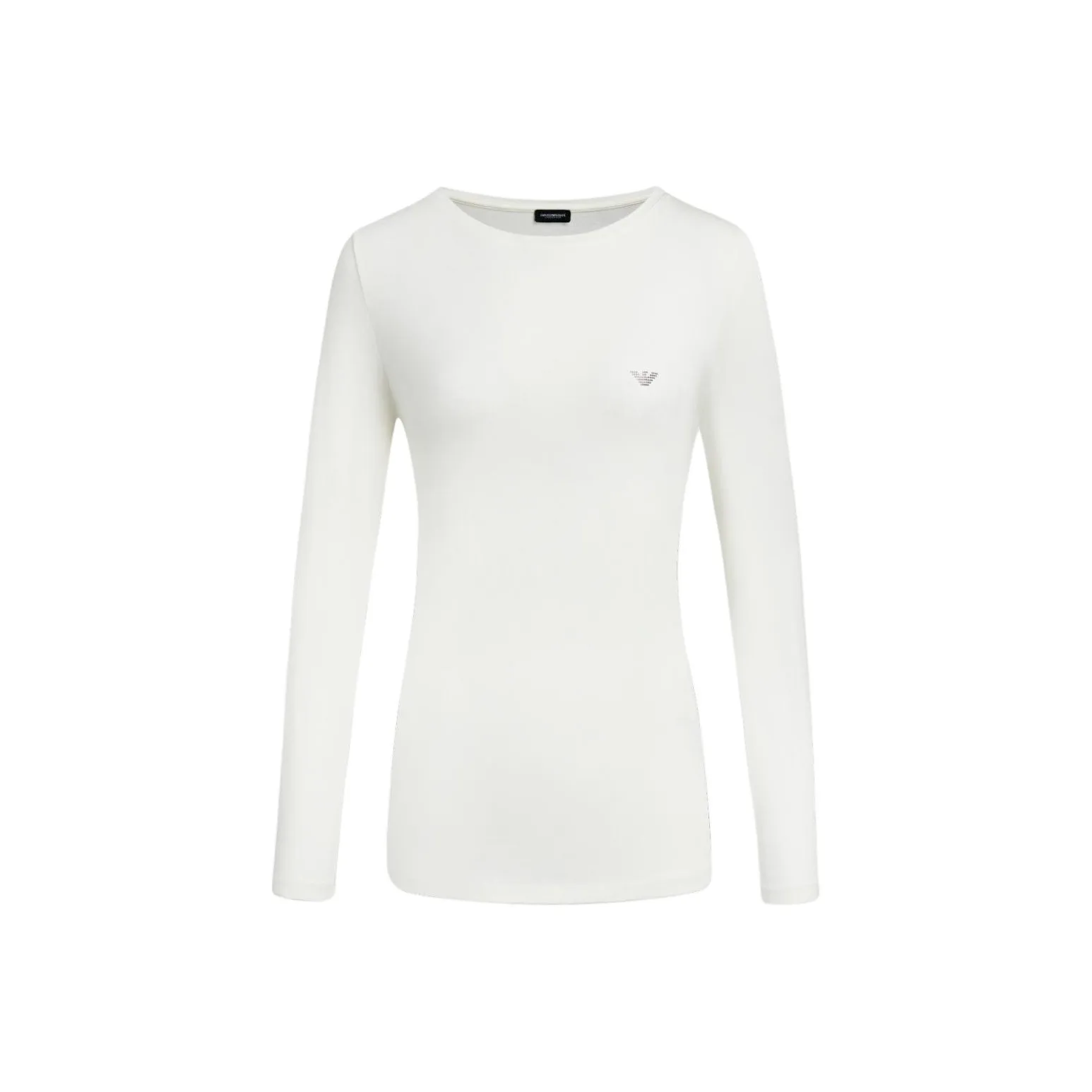 EMPORIO ARMANI Круглый вырез EAGLE Логотип Длинный рукав Т-рубашка Женская Белая