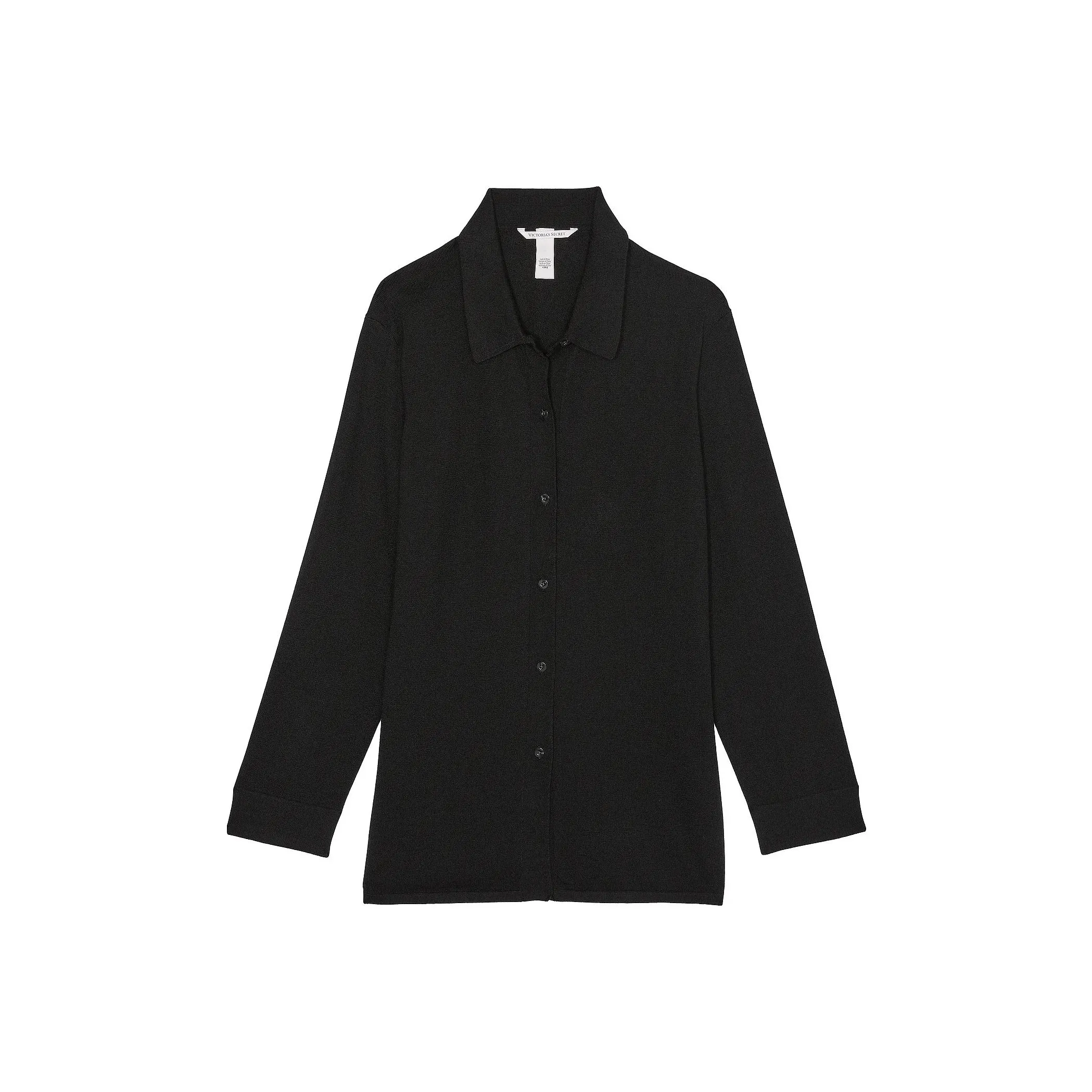 Victoria's Secret Luxe Crème Knit Button Up Shirt / BLACK Knitwear Women's Black