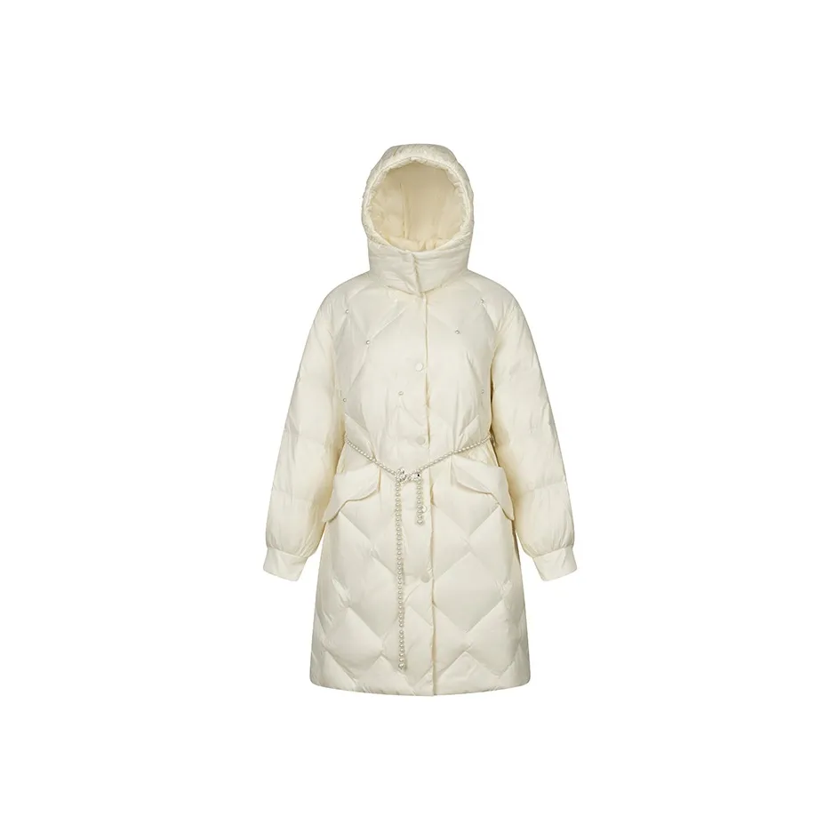 ERAL Однотонный С капюшоном Воротник-стойка Облегающий MID Длина Пуховик Женские