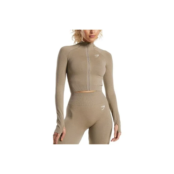 GYMSHARK VITAL SEAMLESS 2,0 Куртки Пальто Женские Ванильный Коричневый Marlstone