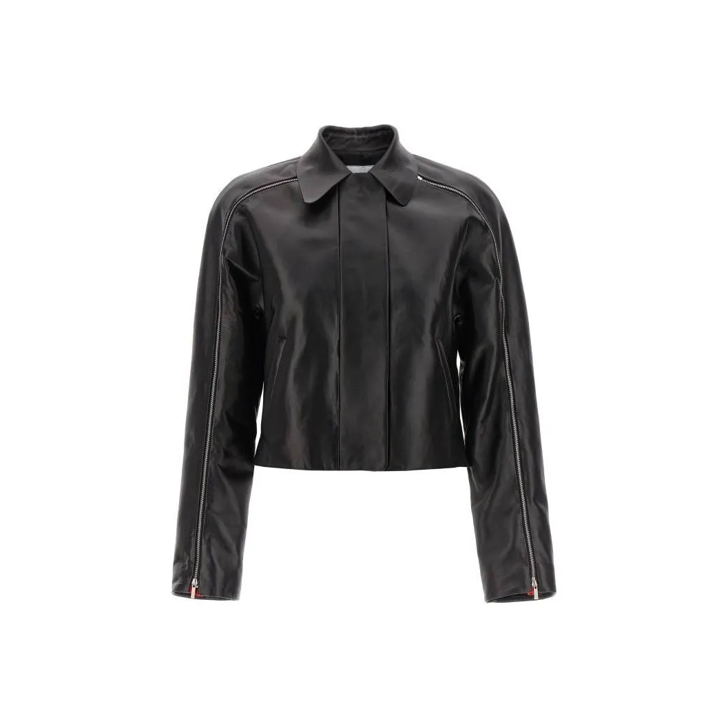 Ferragamo Zip detail Leather Cropped Jacket