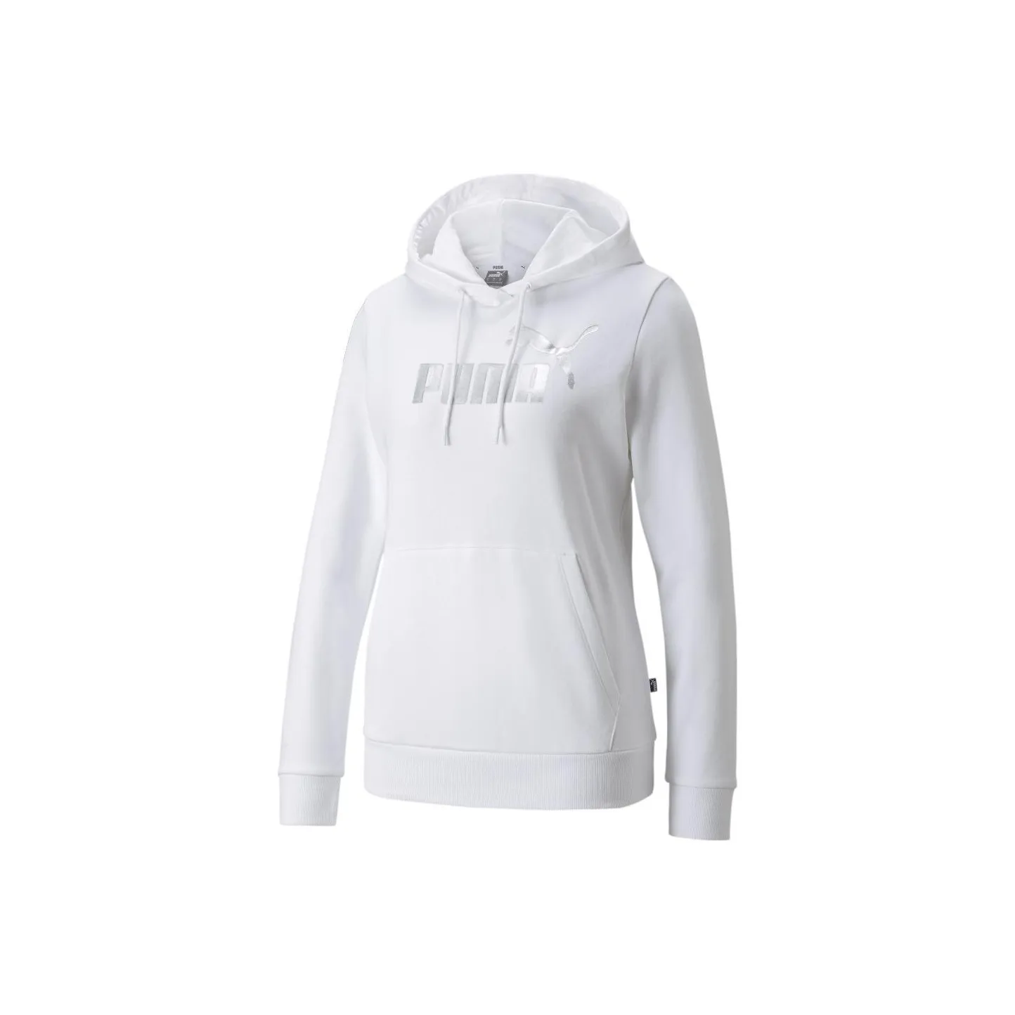 PUMA ESSENTIALS+ Metallic Logo Hoodie TR Sweatshirt Women's White