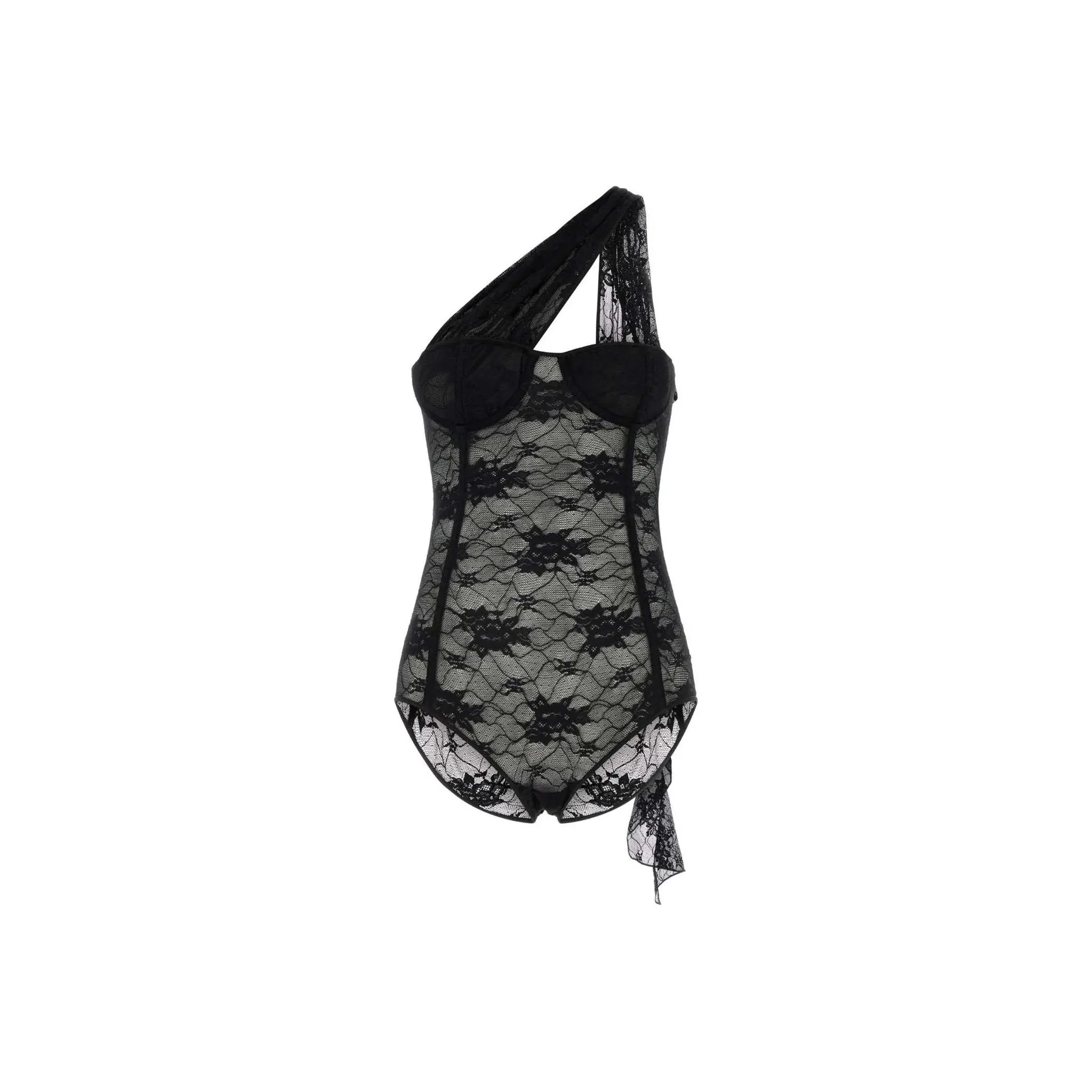 Oséree Lace Volant Halterneck Tied Bodysuit
