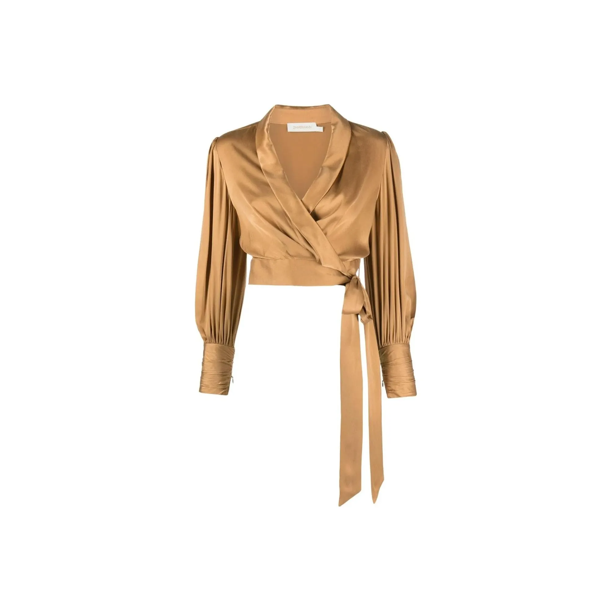 Zimmermann Cropped Wrap Satin Blouse