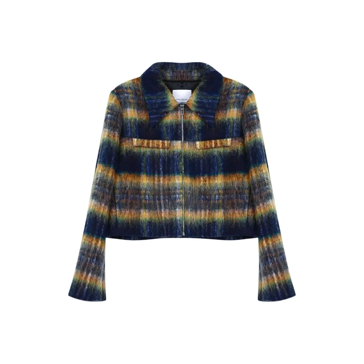 Roselingling Куртки и Пальто Женские Синий Желтый Клетка