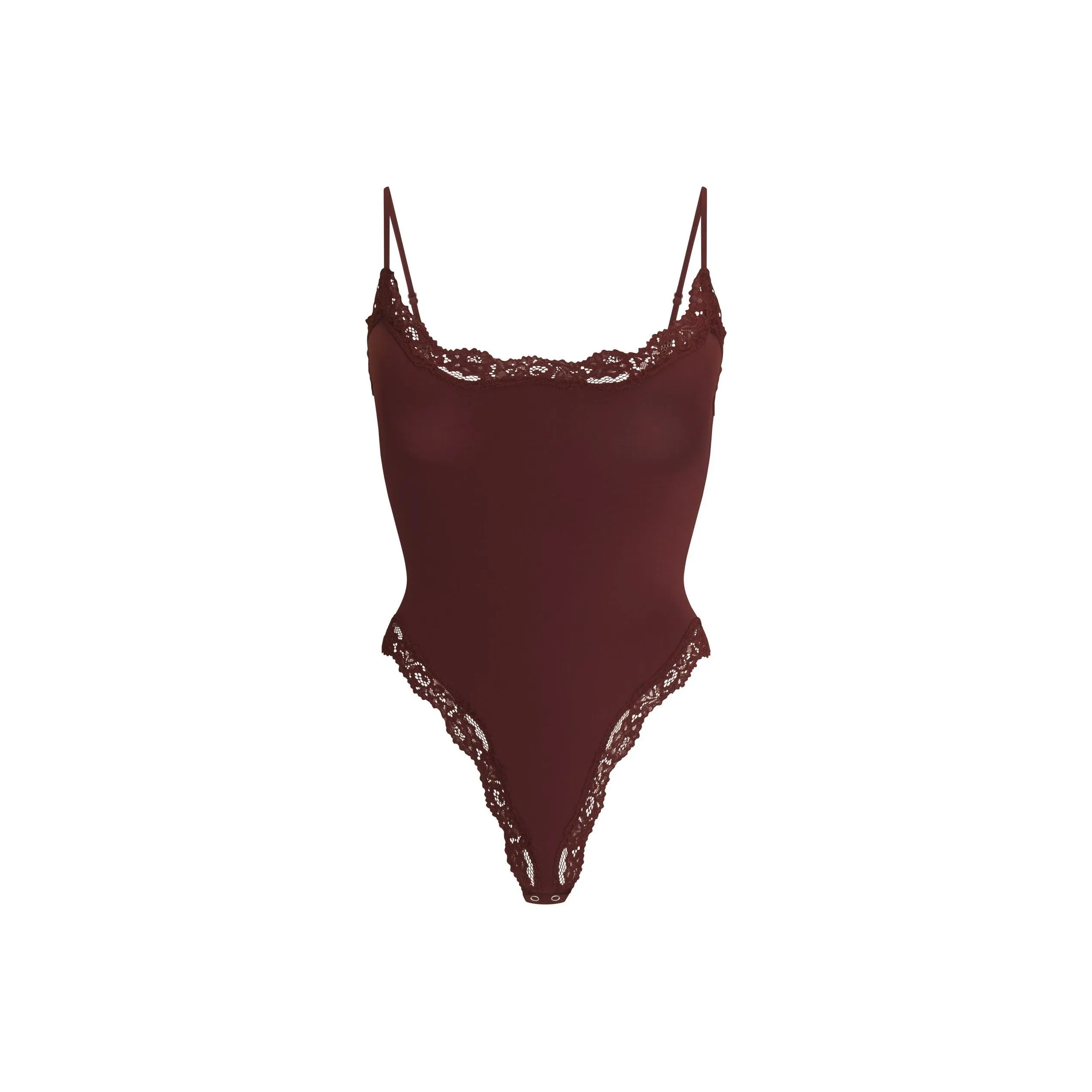 SKIMS FW24 FITS EVERYBODY LACE CAMI BODYSUIT Jumpsuit Women's OXBLOOD/Ox Blood Color